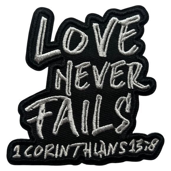 Love Never Fails Iron On Patch - Picture 2 of 3